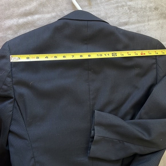 Mens suit blazer jacket black pin stripe detail 40 short wool - Picture 6 of 9